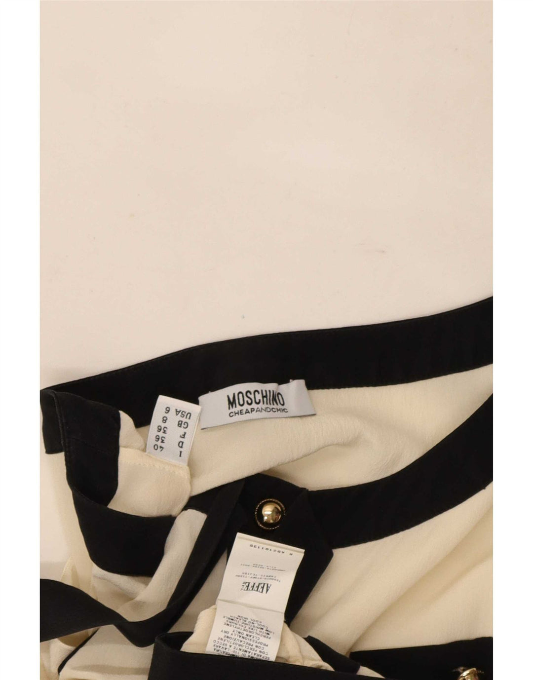 Moschino Dame Ærmeløs Crop Bluse Top UK 8 Small White Silke