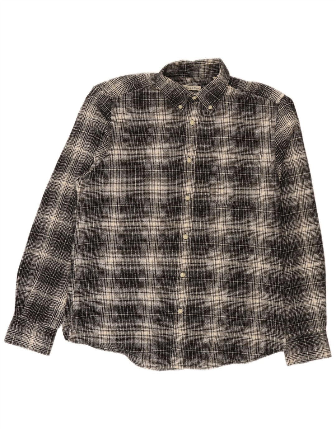 J. Hart & Bros Flannelskjorte til mænd Stor sort ternet bomuld