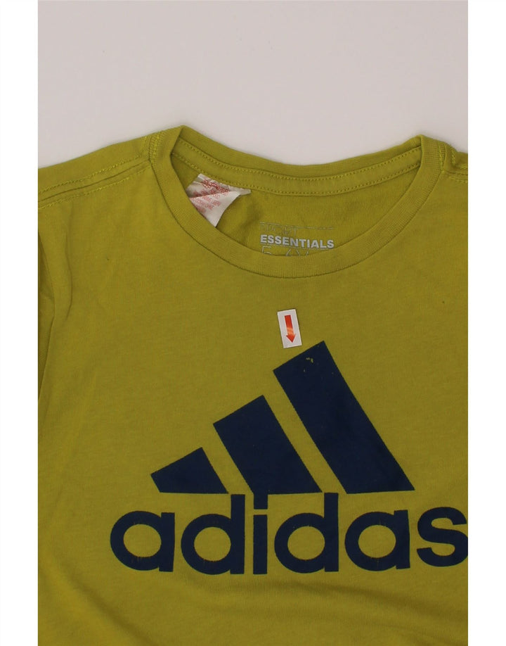 ADIDAS drenge Climalite grafisk T-shirt top 5-6 år grøn bomuld