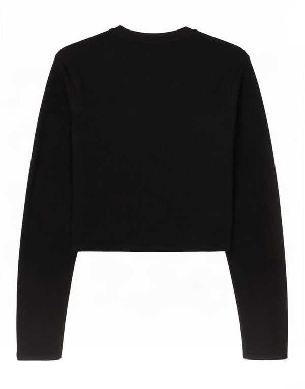 Zara Womens Crop Top Langærmet UK 8 Small Black Viscose