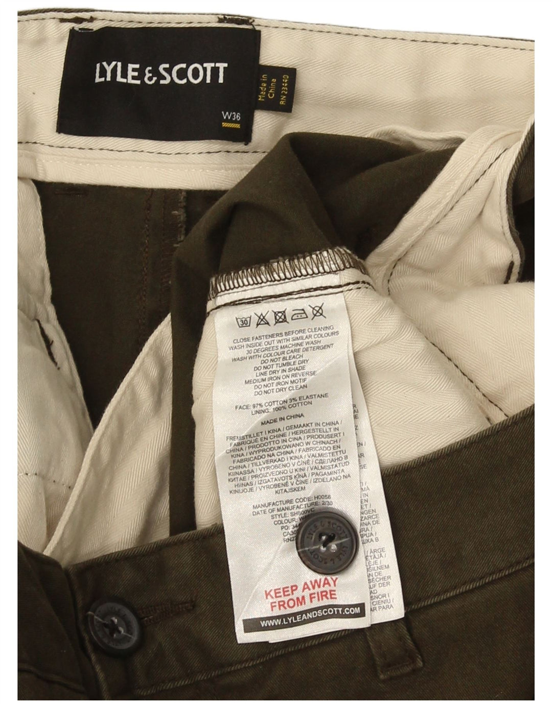 LYLE & SCOTT Chino Shorts til mænd W36 Large Khaki Bomuld
