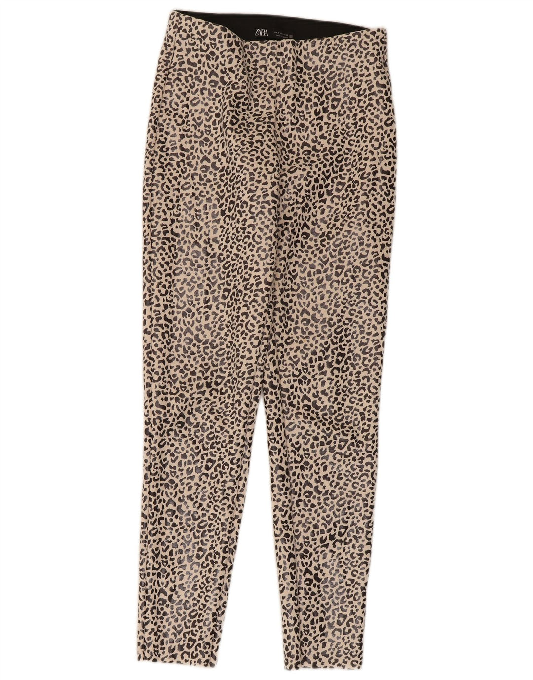 Zara Womens Leggings UK 8 Small Beige Animal Print