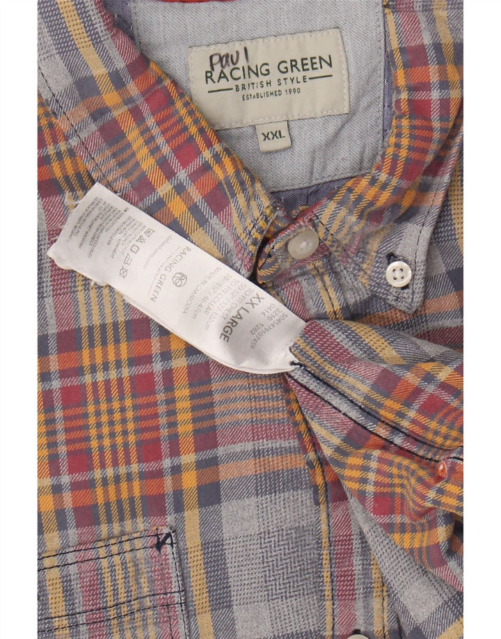 VINTAGE herre flannelskjorte 2XL flerfarvet ternet bomuld