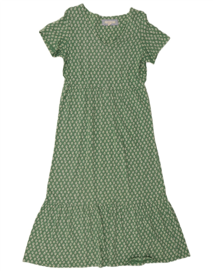 White Stuff Dame Maxi Dress UK 12 Medium Green Floral Cotton