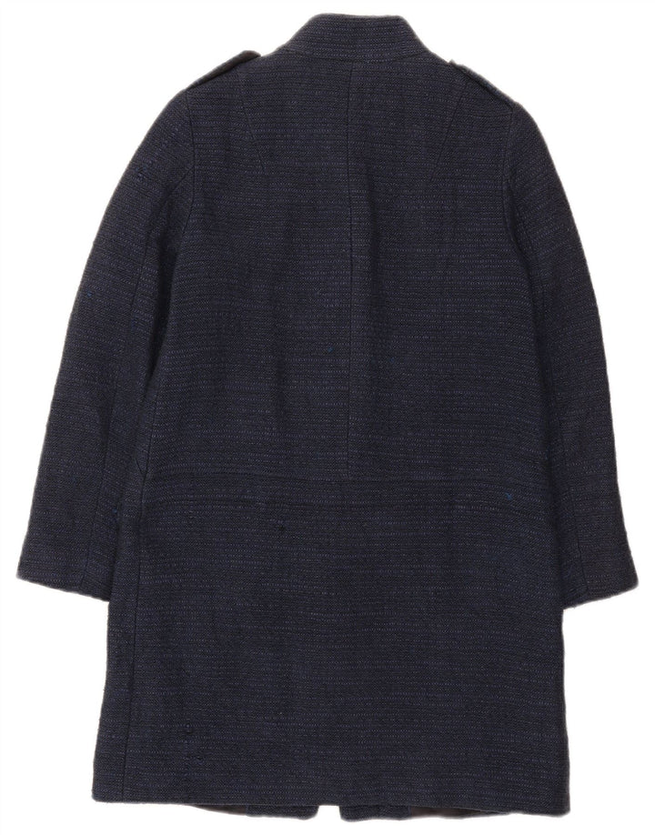 ZARA Womens Military Overcoat UK 10 Small Navy Blue