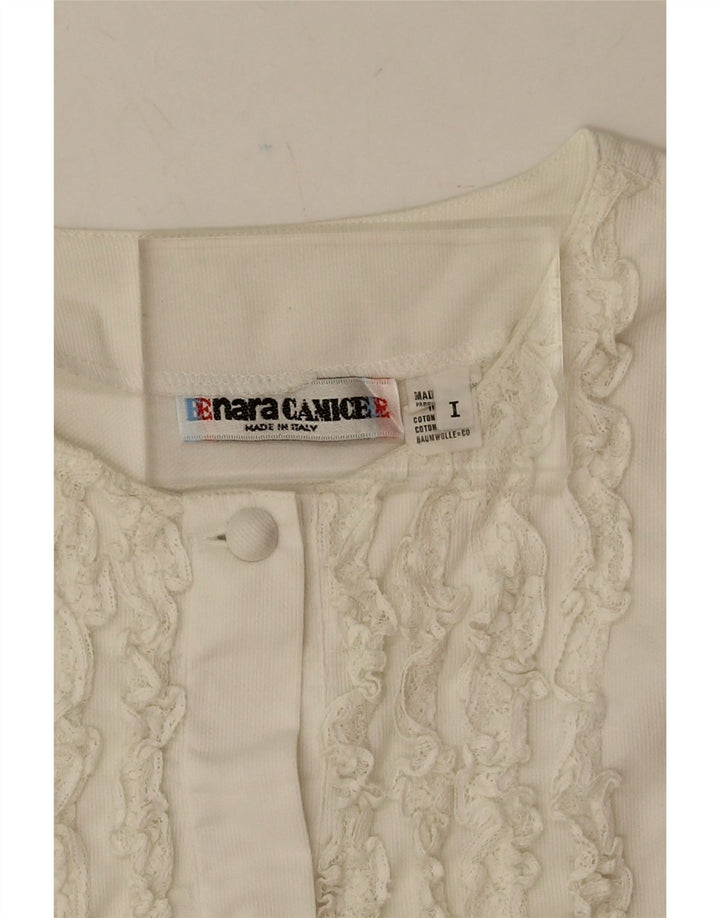 ENARA CAMICE Womens Short Sleeve Shirt Blouse UK 147 Medium White Vintage Enara Camice and Second-Hand Enara Camice from Messina Hembry 