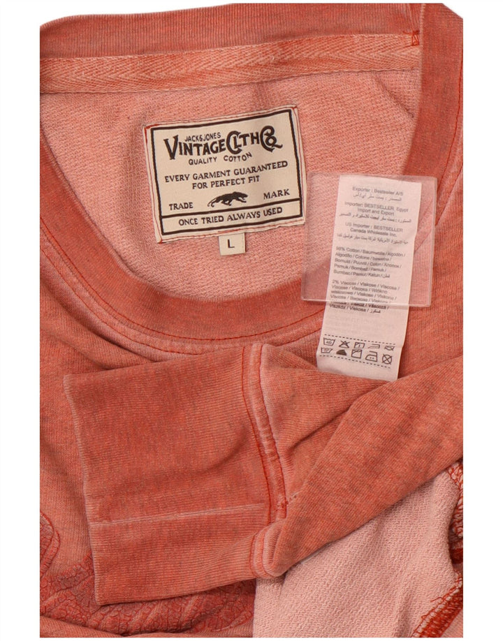 JACK & JONES Herre Grafisk Top Langærmet Stor Pink Bomuld