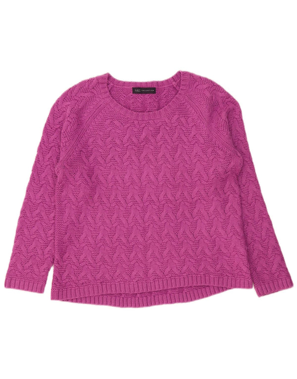 Marks & Spencer Dame Boat Neck Jumper Sweater UK 12 Medium Lilla Akryl
