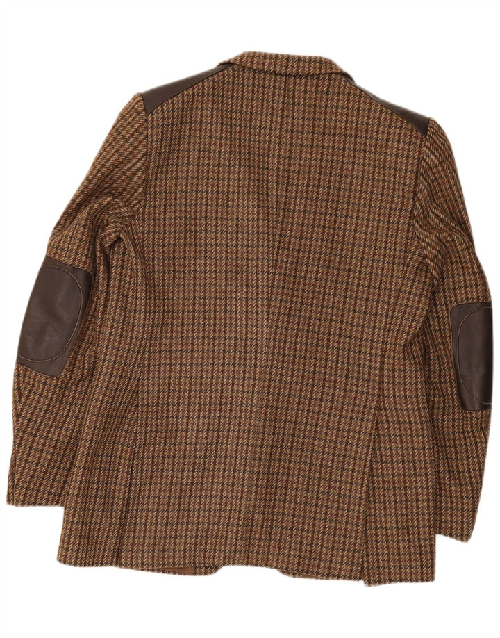 Vintage blazerjakke til mænd med 2 knapper IT 52 XL Brun Houndstooth Uld