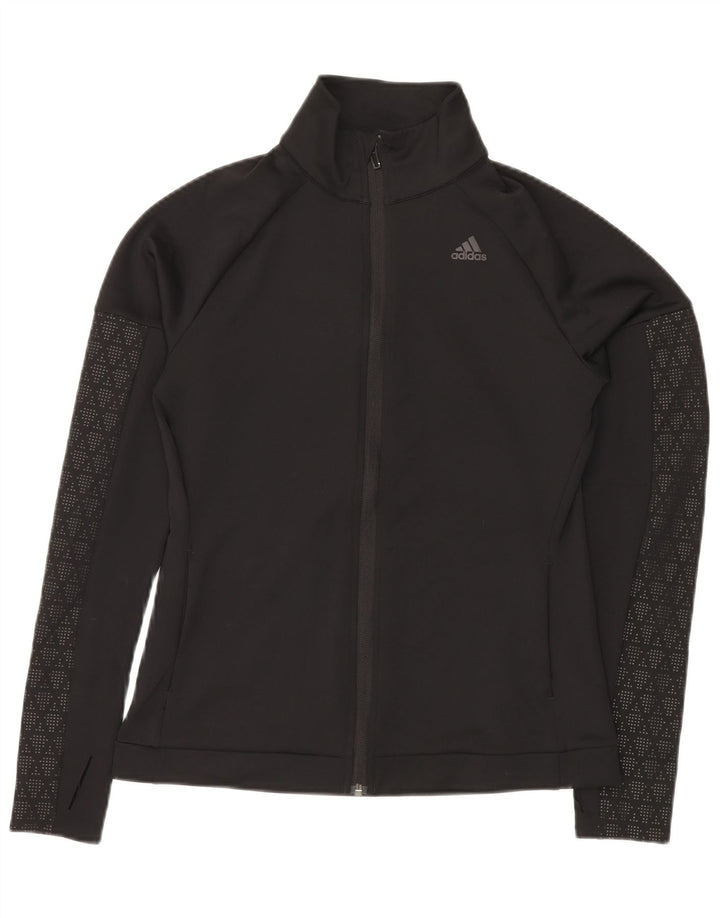 ADIDAS Dame Climalite træningsdragt Topjakke UK 12 Medium Sort Geometrisk
