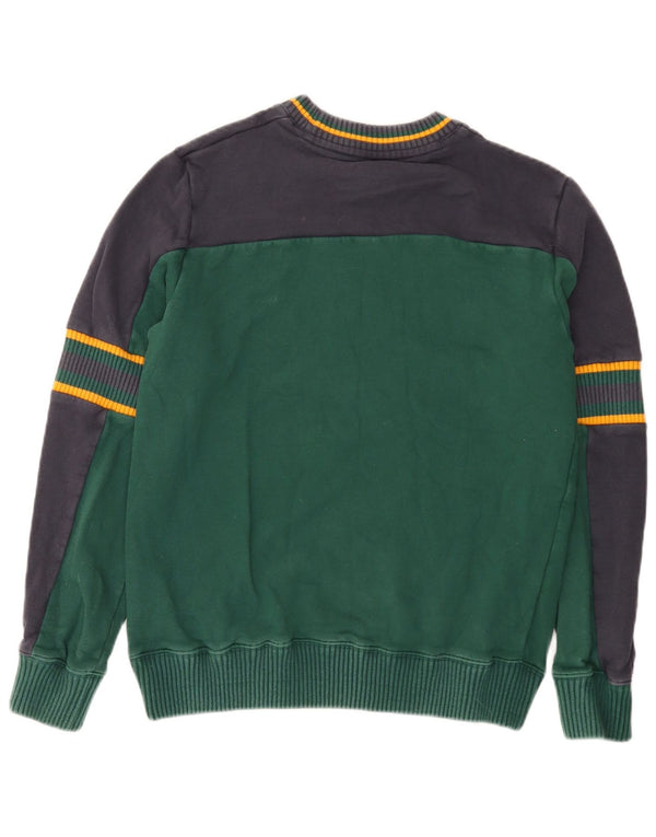 Champion Herre Grafisk Sweatshirt Jumper Large Grøn Colourblock Bomuld