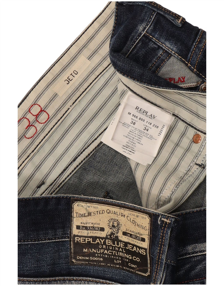 Replay Herre Jeto Slim Jeans W38 L34 Blå Bomuld