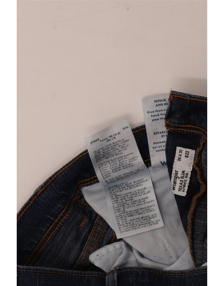 Wrangler Herre Texas Slim Jeans W36 L30 Marineblå Bomuld