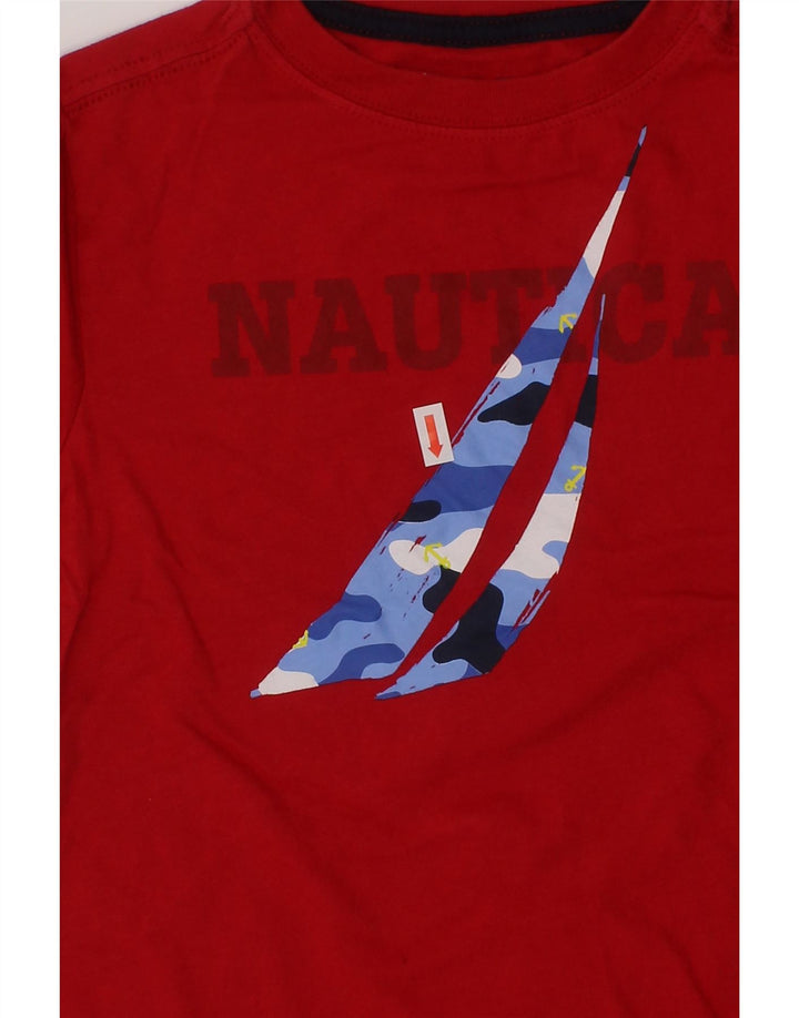 NAUTICA Boys Graphic T-Shirt Top 4-5 Years Medium Red Cotton Vintage Nautica and Second-Hand Nautica from Messina Hembry 