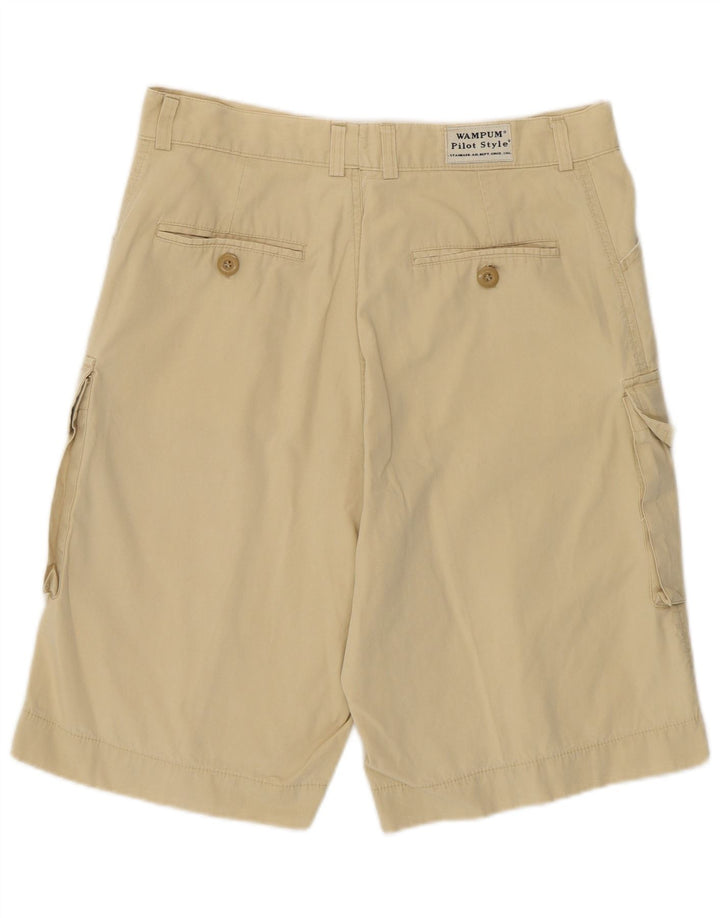 WAMPUM Mens Cargo Shorts W32 Medium  Beige Cotton