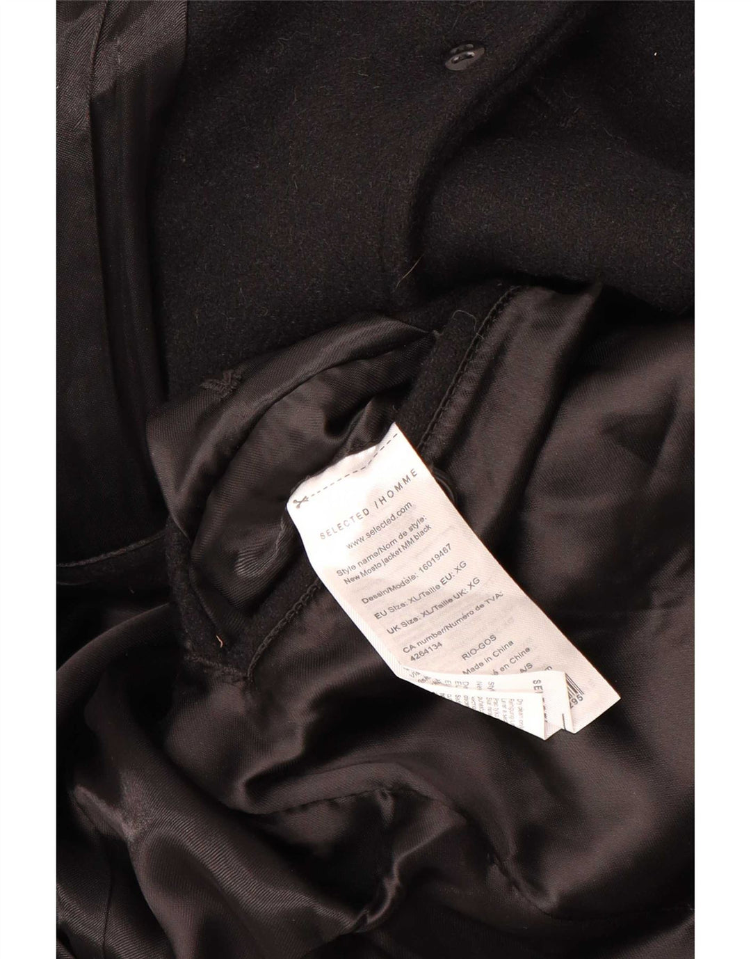 Selected Homme Herre Overfrakke UK 42 XL Sort Uld