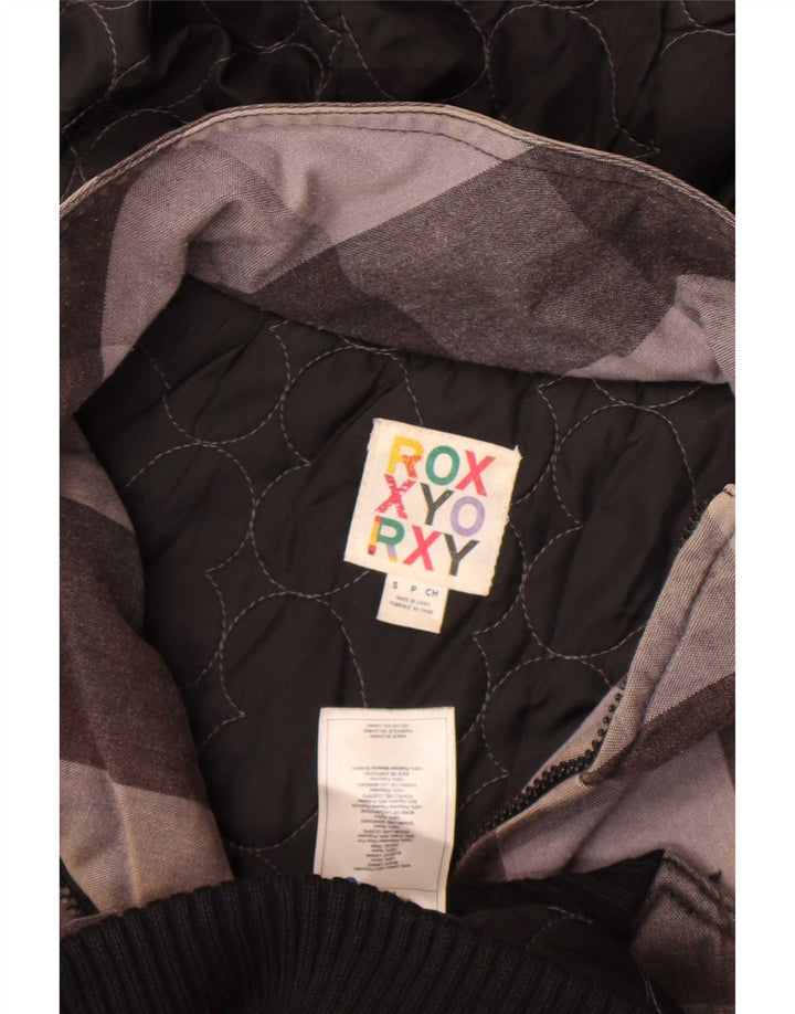 Roxy Dame Hooded Bomber Jacket UK 10 Small Grey Ternet Bomuld