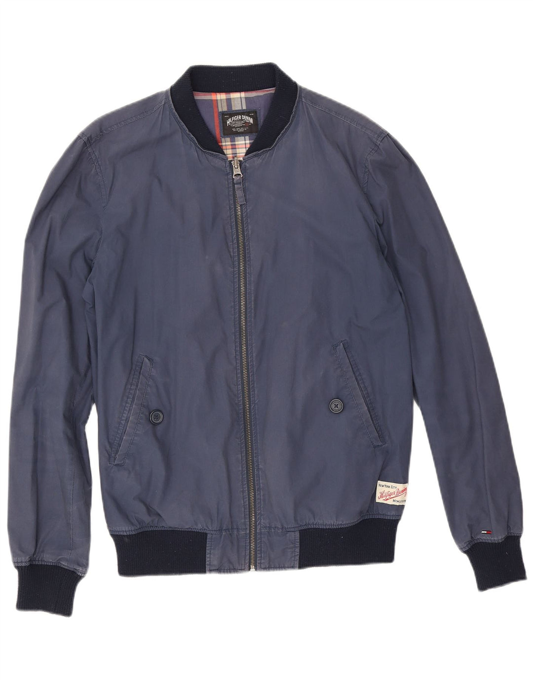 Tommy Hilfiger Herre Bomber Jacket UK 38 Medium Navy Blue Colourblock