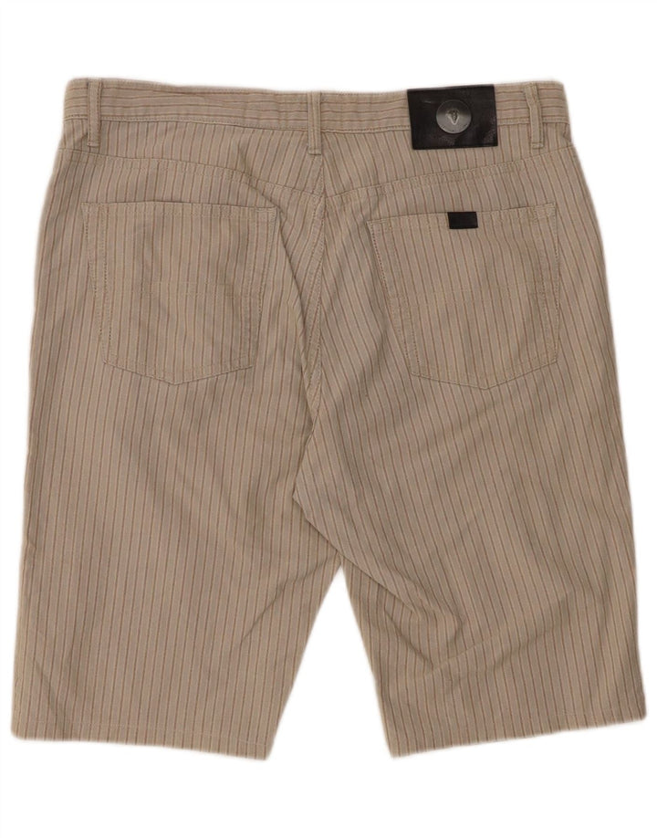TRUSSARDI Mens Casual Shorts W33 Medium Beige Striped Cotton