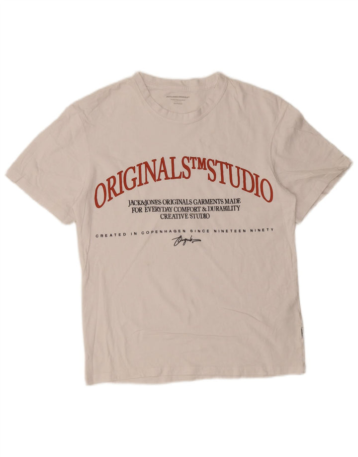 Jack & Jones Herre grafisk T-shirt Top Medium Hvid Bomuld