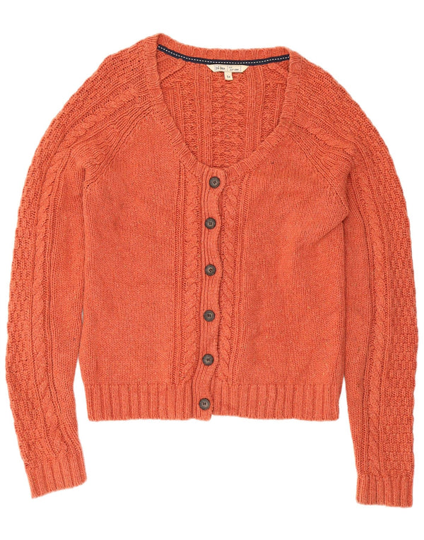 Fat Face Dame Cardigan Sweater UK 16 Stor Orange Bomuld
