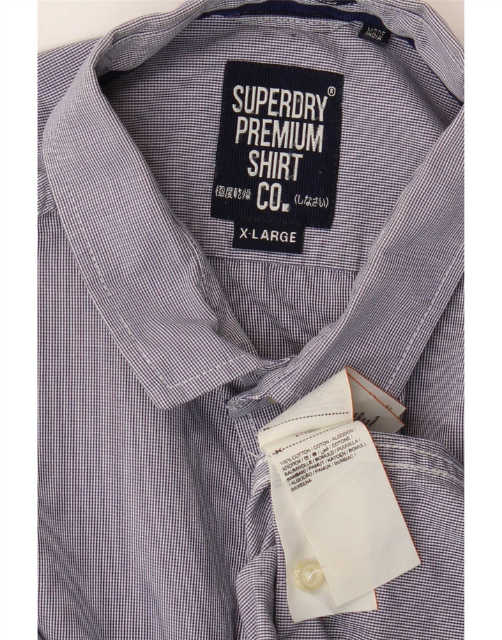 Superdry herreskjorte XL blå nålestribet bomuld