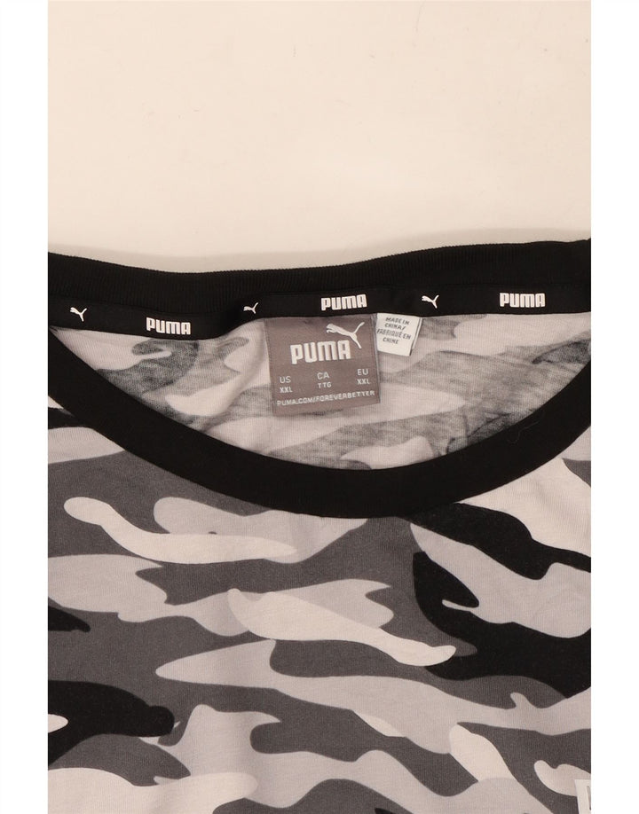 PUMA Herre T-Shirt Top 2XL Grå Camouflage Bomuld