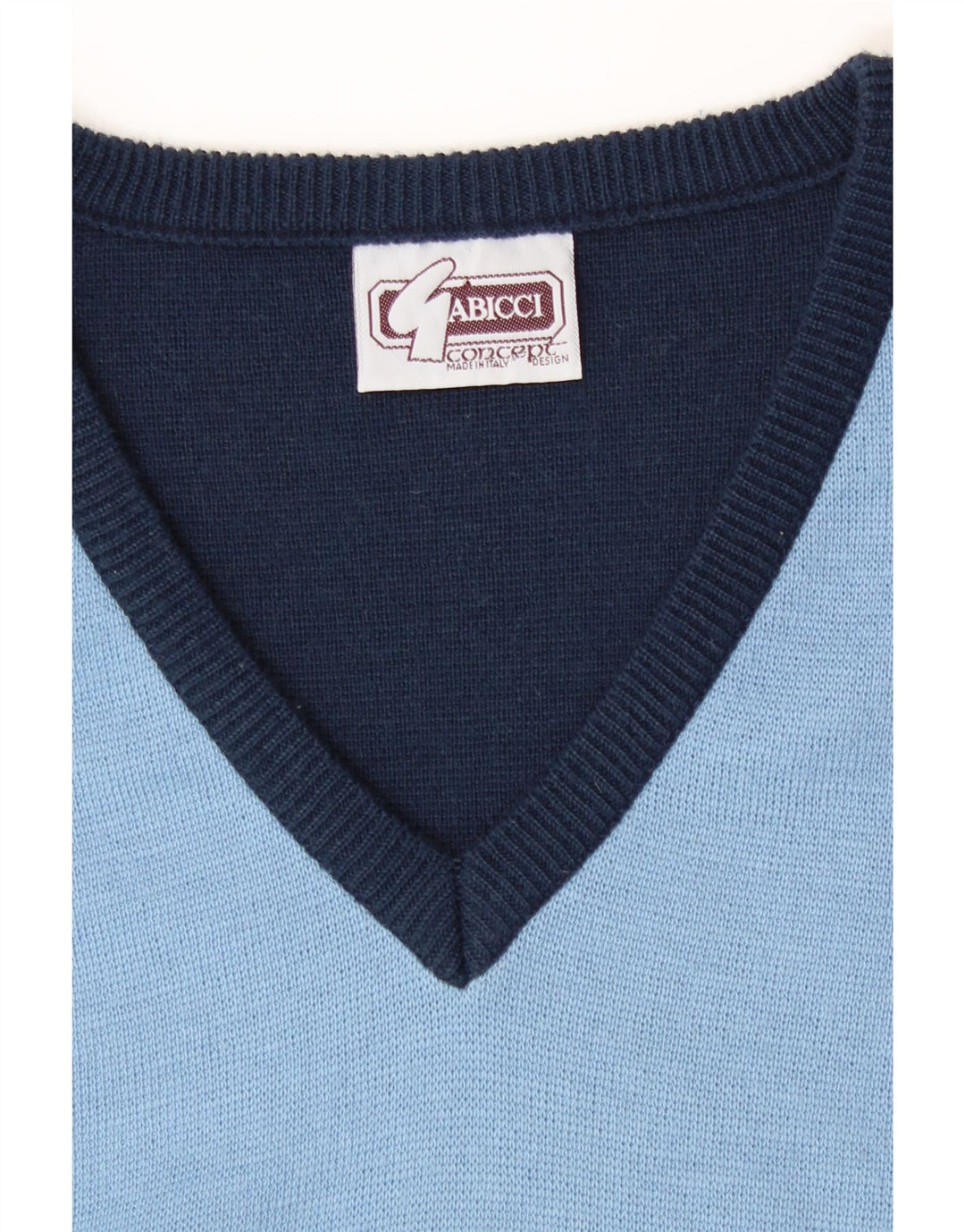 Gabicci Herre V-hals trøje Sweater Large Navy Blue Colourblock