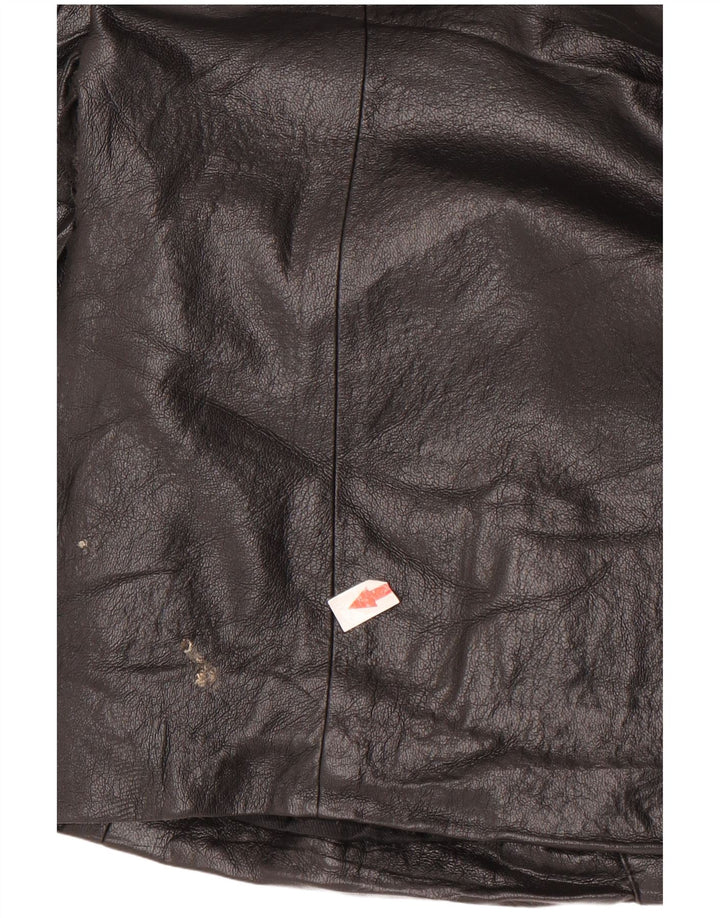 Zara Dame 1 knap imiteret læder blazerjakke UK 14 Medium Sort