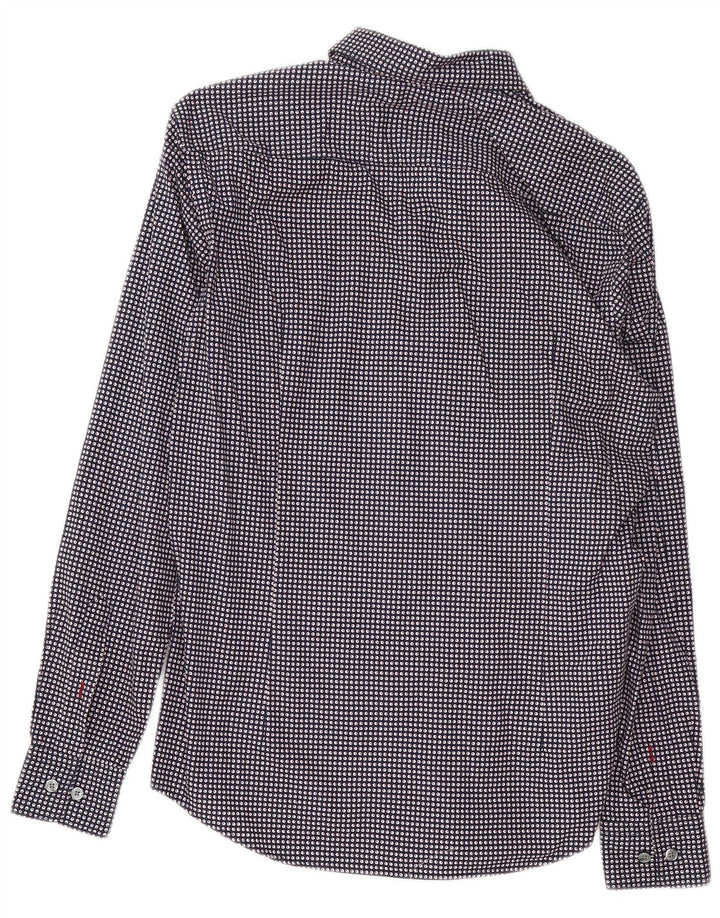 Hugo Boss Herre Slim Fit skjorte Mellem marineblå plettet bomuld