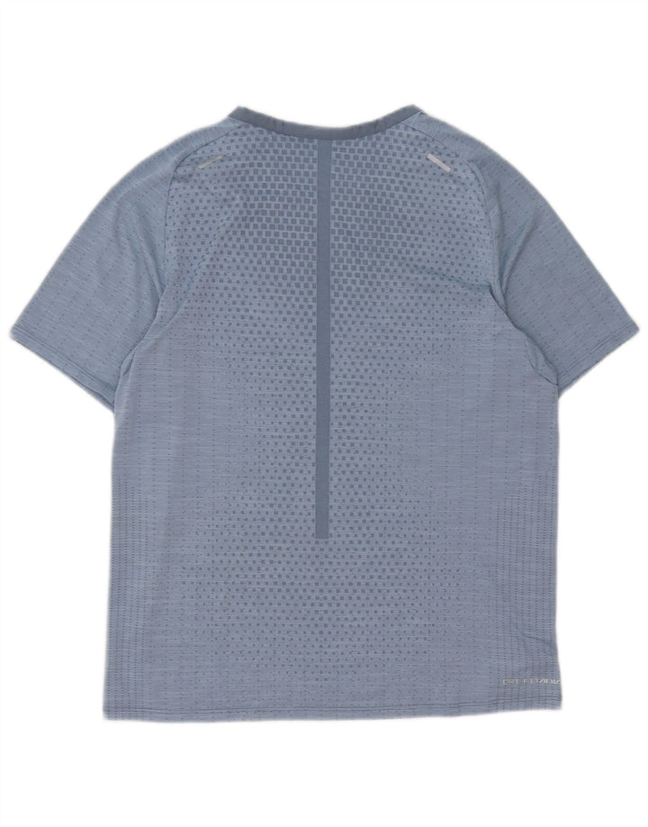 Nike Dame Dri Fit T-Shirt Top UK 14 Medium Blue Geometric Polyester