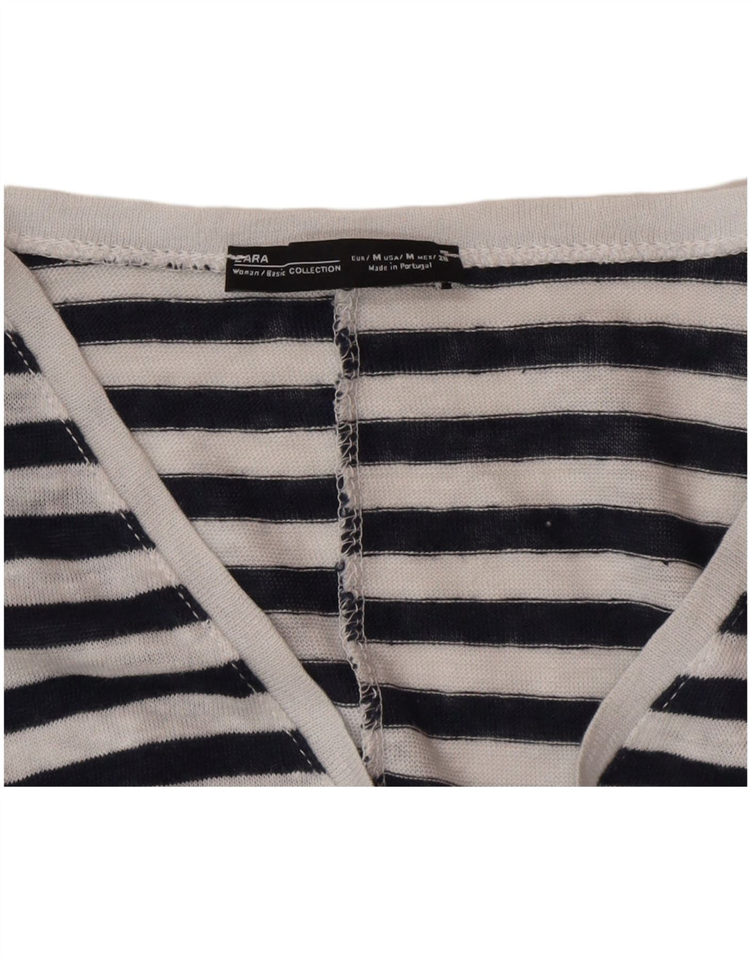 Zara Dame Oversized T-Shirt Top UK 14 Medium Sort Nålestribe