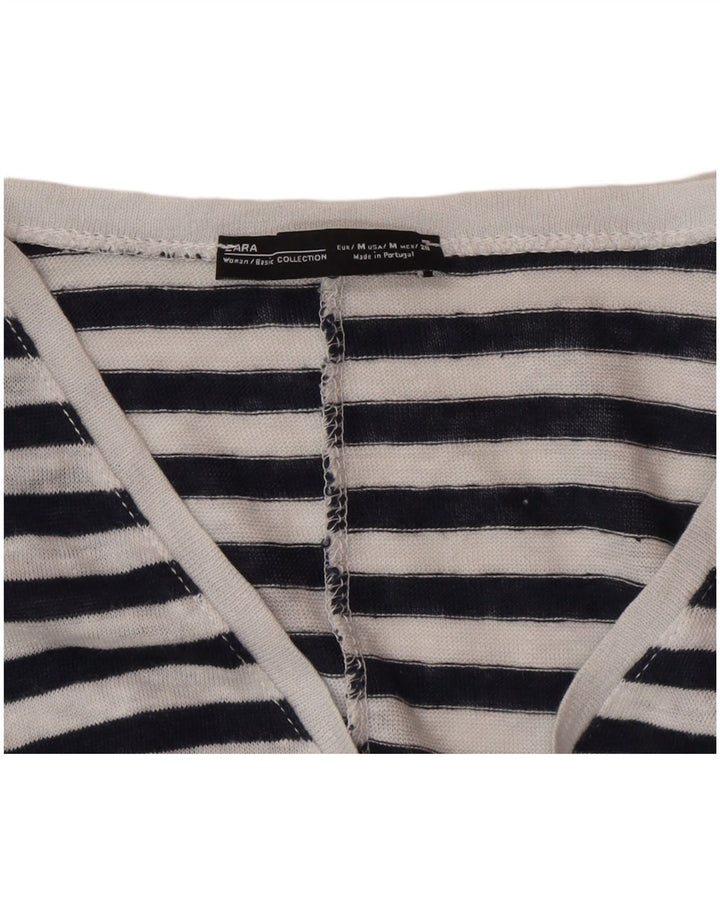 Zara Dame Oversized T-Shirt Top UK 14 Medium Sort Nålestribe