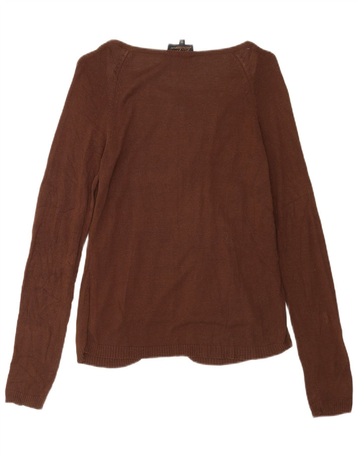 Luisa Spagnoli Dame Cardigan Sweater UK 12 Medium Brun Silke