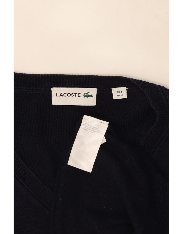 Lacoste Herre V-hals sweater str. 4 Medium marineblå bomuld