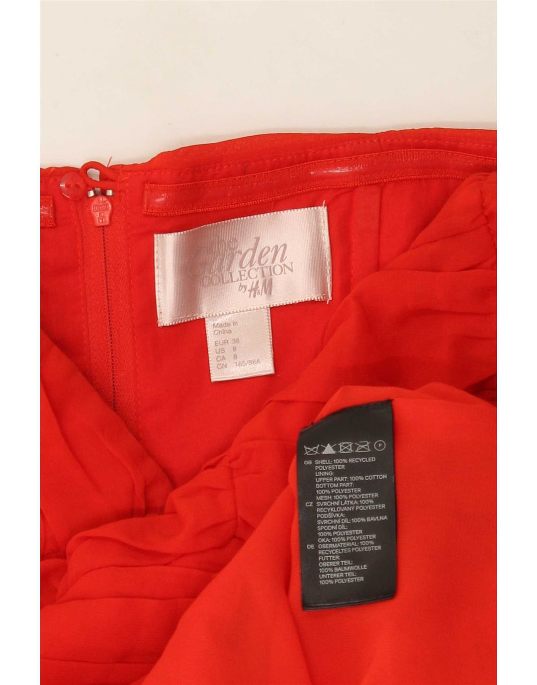 H&M Dame Stropløs Kjole EU 38 Medium Red Floral Polyester