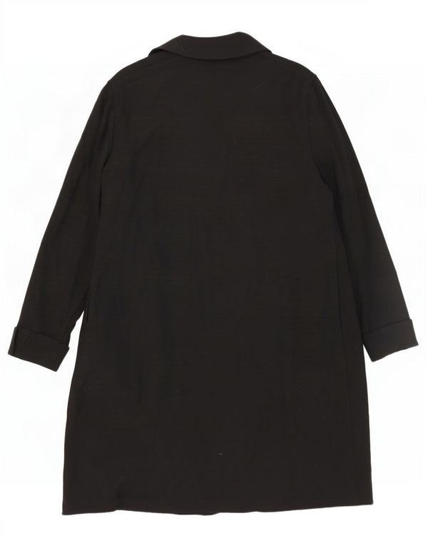 Jaeger Womens Open Overcoat UK 16 Large Black Wool