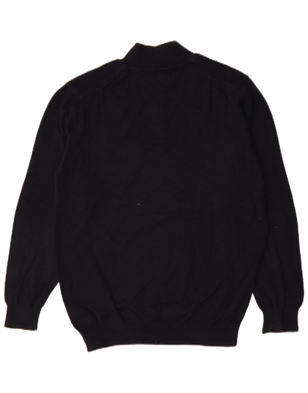 Massimo Dutti Herre Button Neck Jumper Sweater XL Navy Blue Bomuld