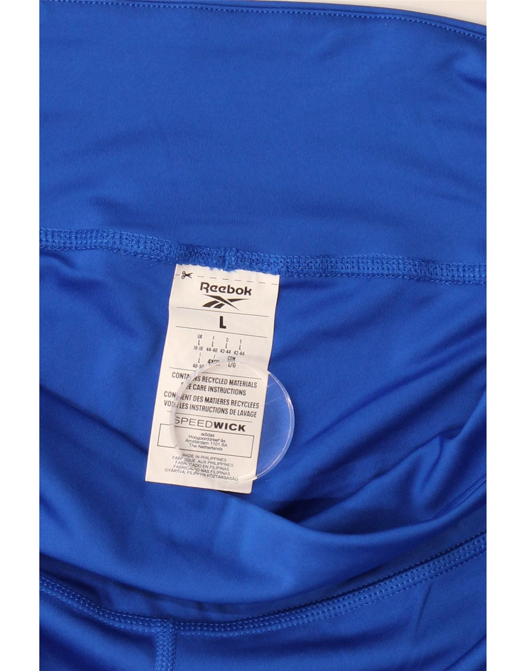 REEBOK Womens Graphic Leggings UK 16/18 Large  Blue Colourblock Polyester