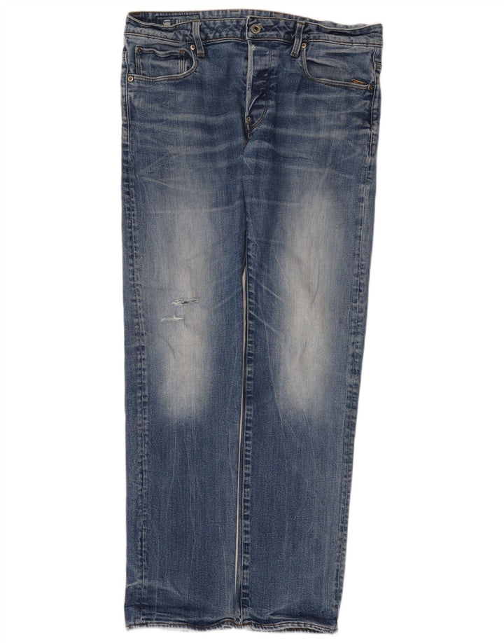 G-Star Straight Jeans til mænd W34 L34 Blå Bomuld