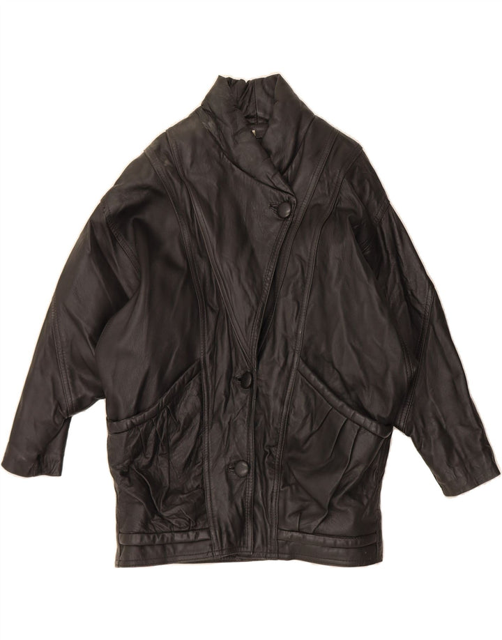 VINTAGE Womens Leather Jacket UK 14 Medium Black Leather Vintage Vintage and Second-Hand Vintage from Messina Hembry 