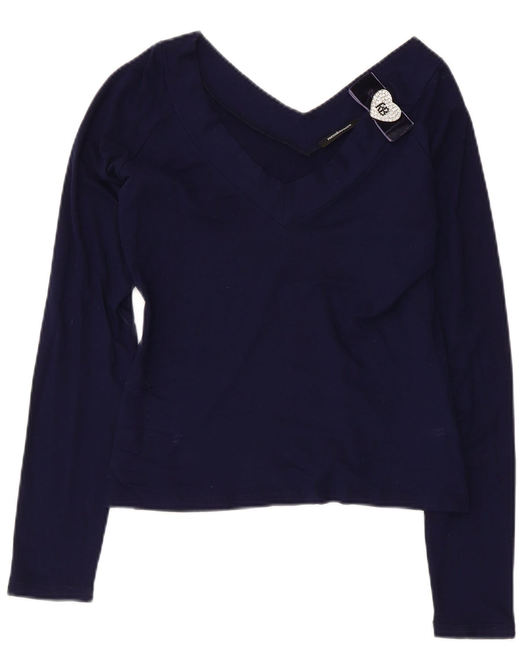 ROCCOBAROCCO Dame Crop Top Langærmet US 8 Medium Navy Blue Viscose