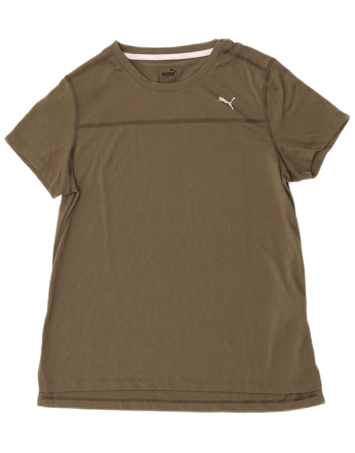 Puma T-Shirt Top UK 12 Medium Khaki Polyester