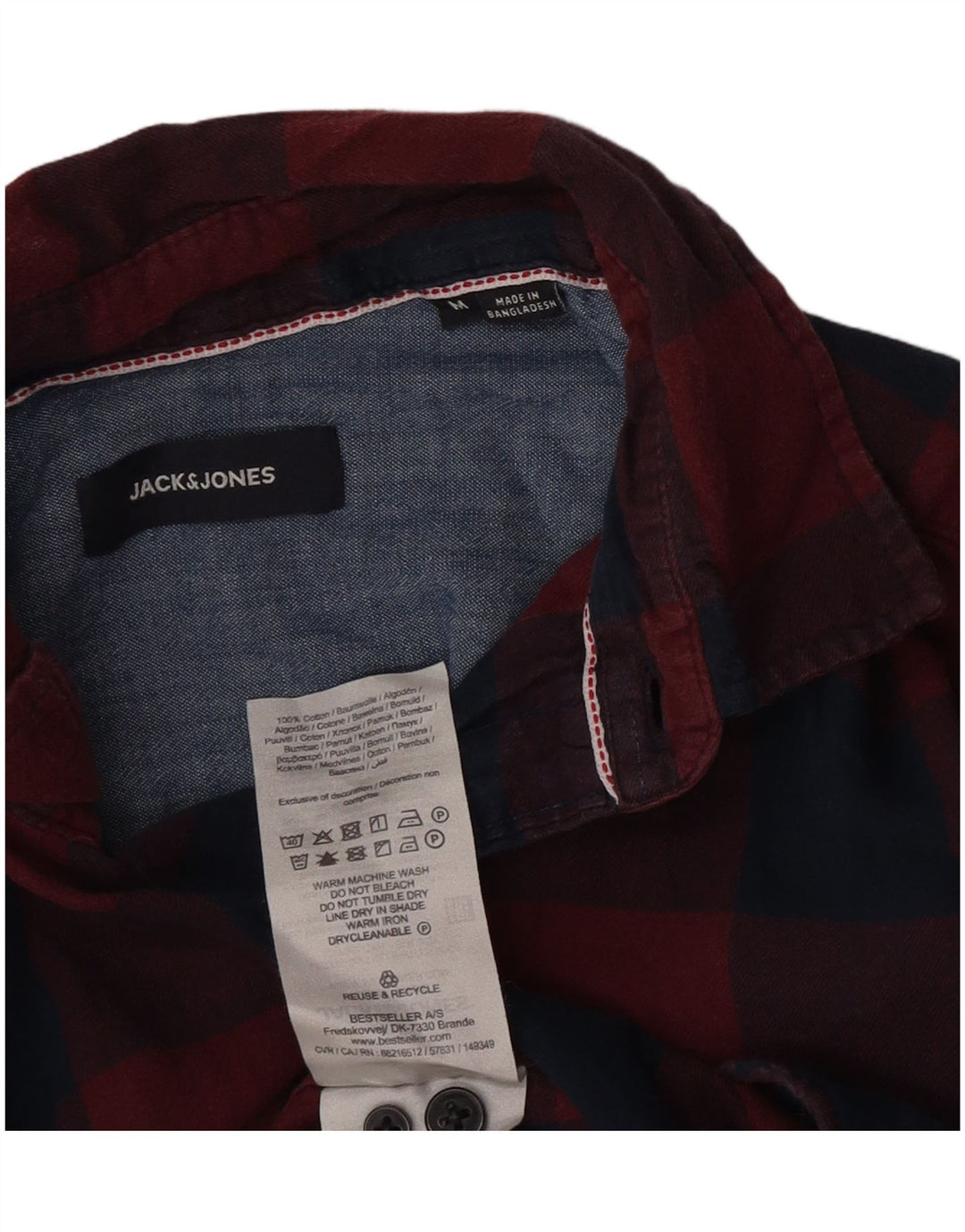Jack & Jones Herre Flanelskjorte Medium Burgundy Gingham Cotton