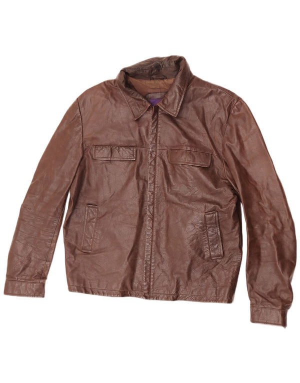 Zara Herre Læderjakke UK 38 Medium Brun