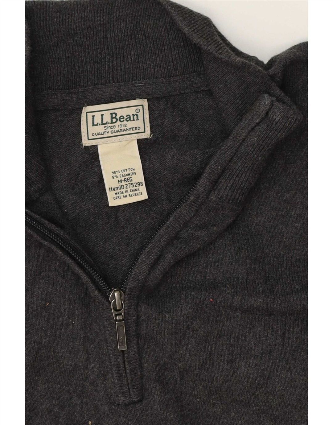 L.L.Bean Herre Regular Fit Zip Neck sweater Medium Grey Classic
