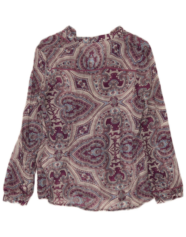 Nymphaea Alba Womens Long Sleeve Tunic Top IT 42 Medium Purple Paisley Silk