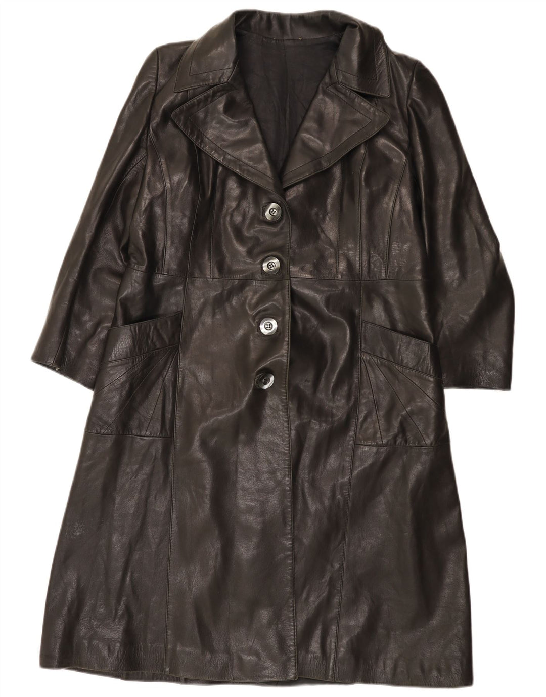 VINTAGE Læderfrakke til kvinder IT 48 XL Sort