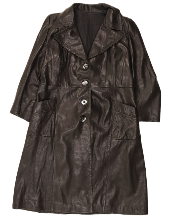 VINTAGE Læderfrakke til kvinder IT 48 XL Sort