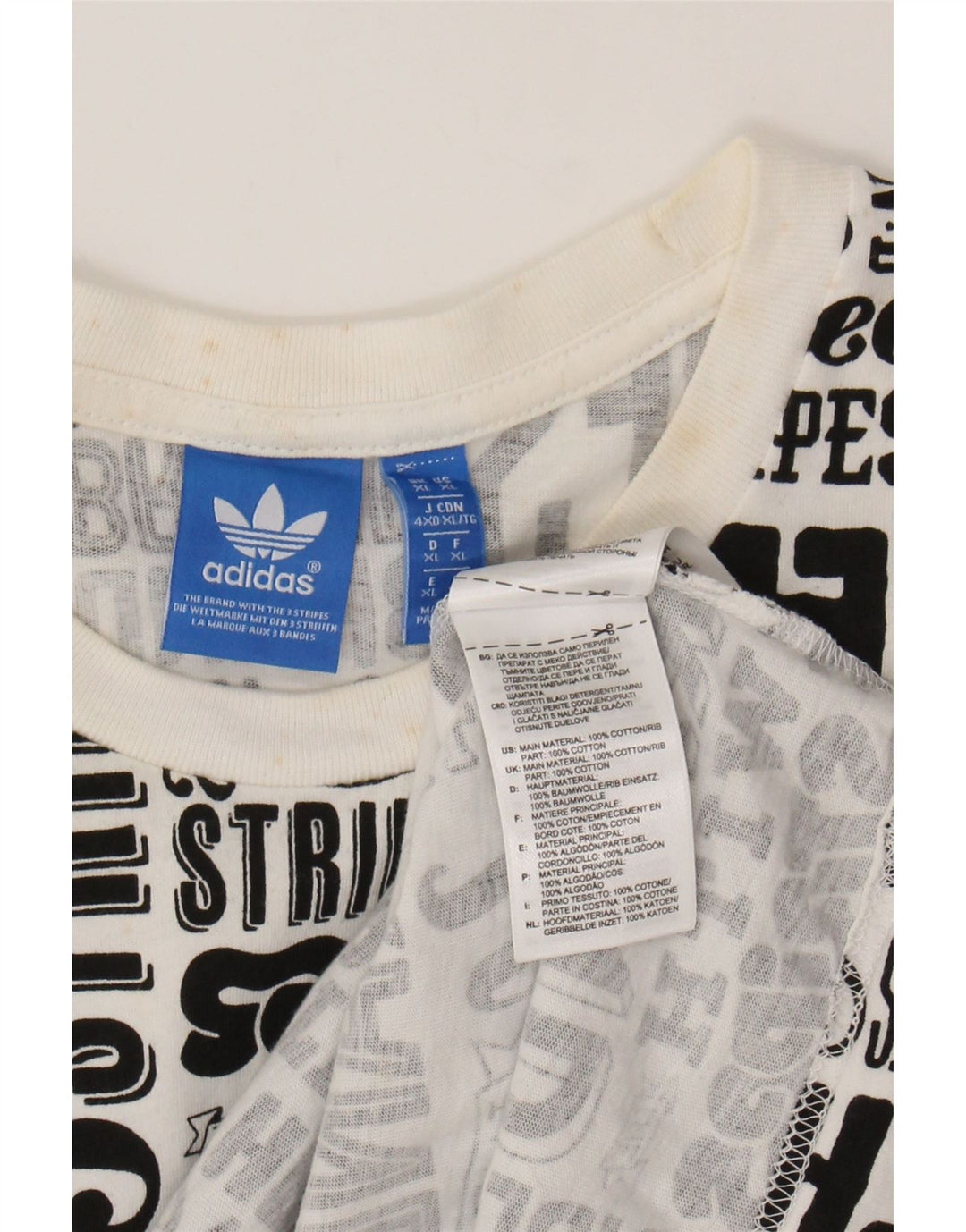 ADIDAS Mens Graphic T-Shirt Top XL White Cotton